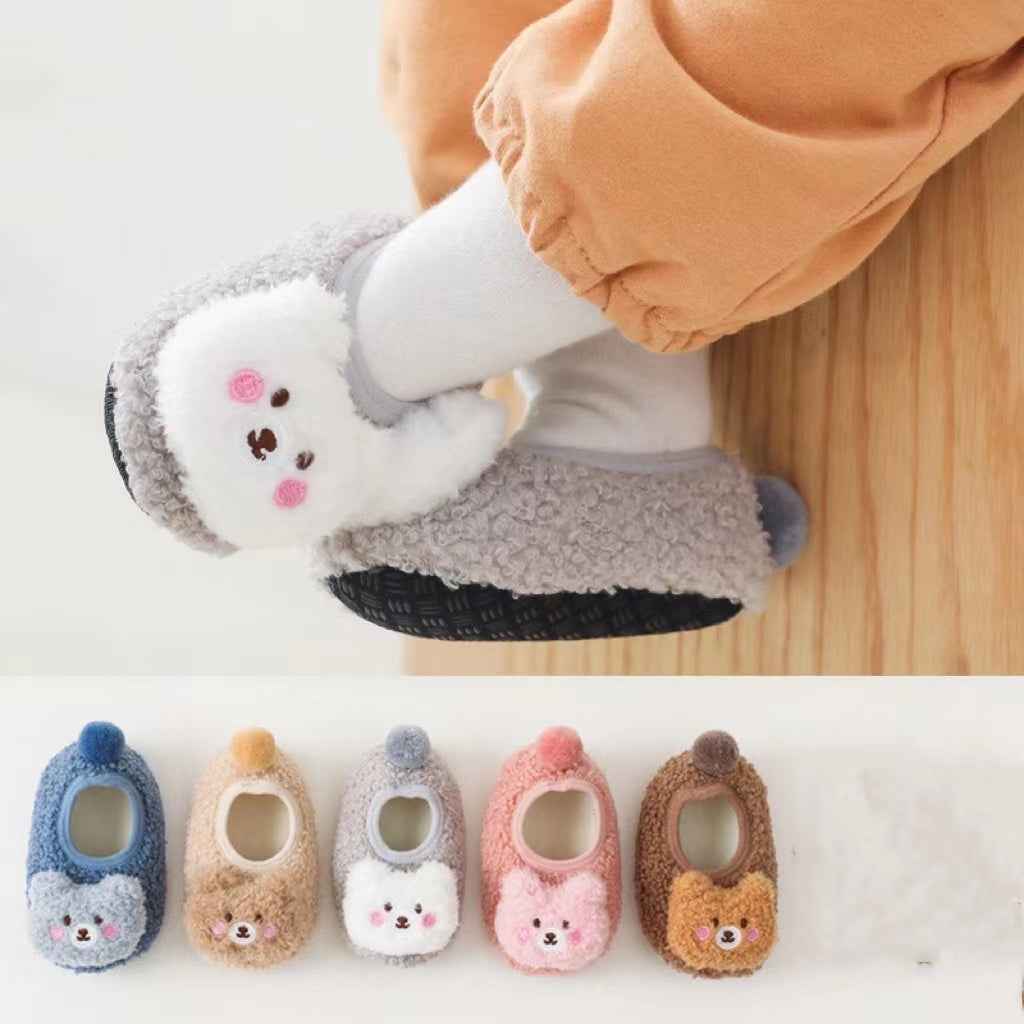 Baby 3D Cartoon Bear Patched Pattern Non-Slip Warm Shoes