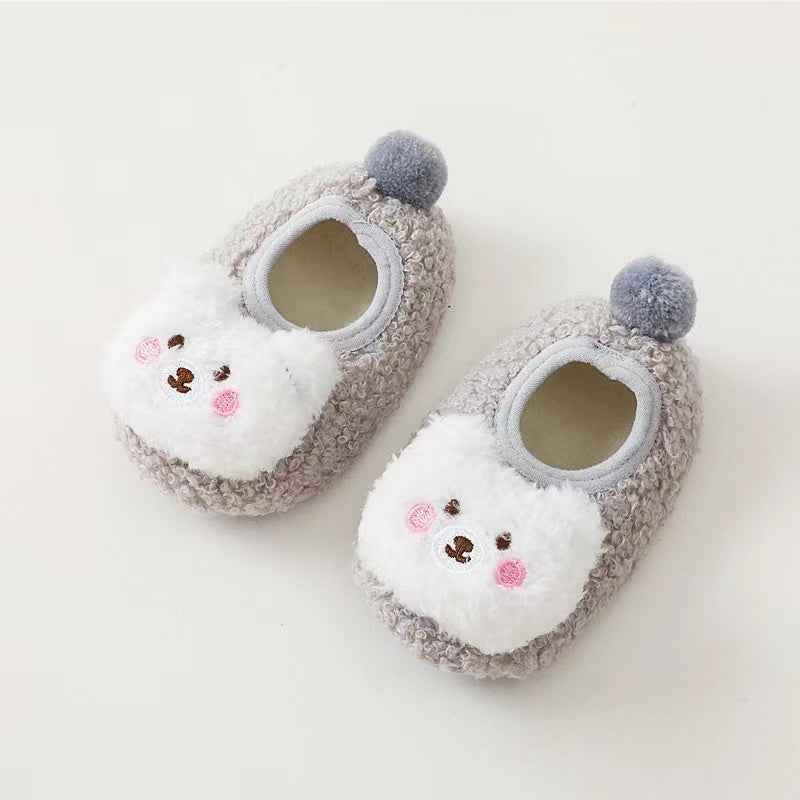 Baby 3D Cartoon Bear Patched Pattern Non-Slip Warm Shoes