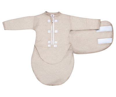 *Organic* Swaddles | Heathered Oatmeal Stripe by embé® - Little Sprout Organics