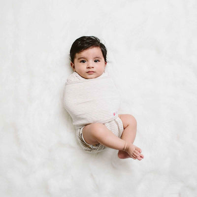 *Organic* Swaddles | Heathered Oatmeal Stripe by embé®